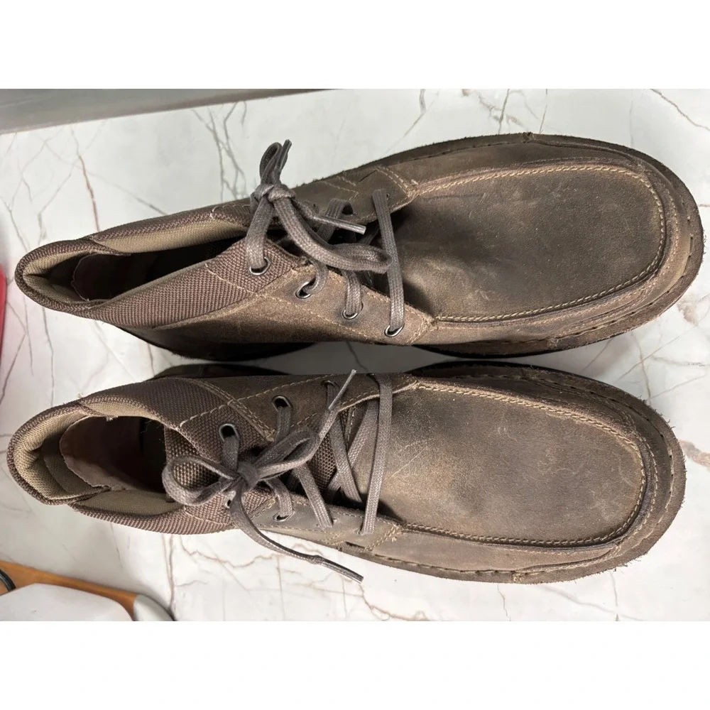 Clarks Mens 86233 Brown Leather Chukka Boots Moc Toe Lace Up Ankle 9.5M